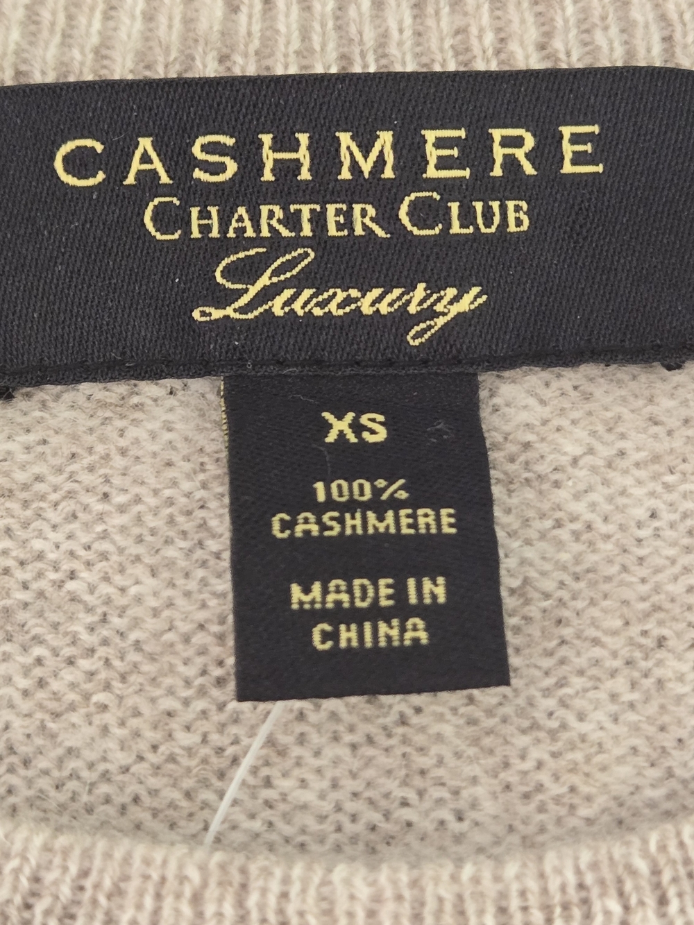 Charter Club Luxury 100% Cashmere Pearl Taupe Heather Basic Crewneck Sweater XS - Picture 4 of 11